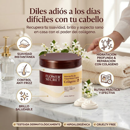 FLOWER SECRET: Crema Capilar Restauradora Con Colageno 🌸 DOBLE PACK